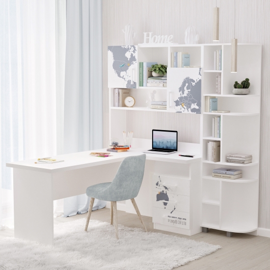 Стіл кутовий з надбудовою та еркером 