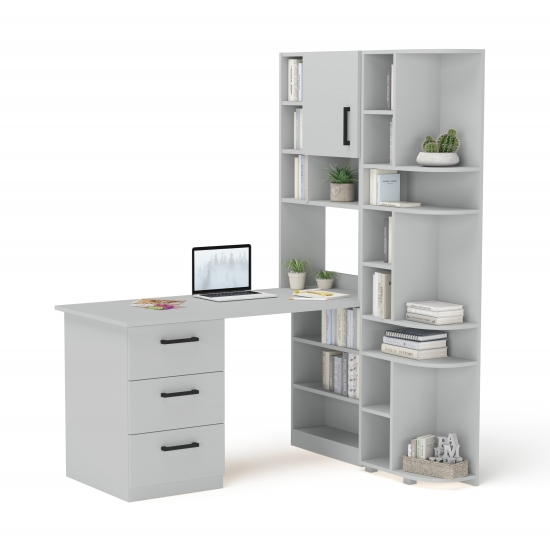 Стіл з кутовою надбудовою і еркером Сірий