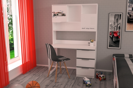 Стіл Auto Ауді з надбудовою Білий 1 Фото №2