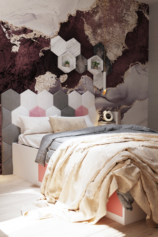 Ліжко з м'якими панелями сотами 1 Фото №3