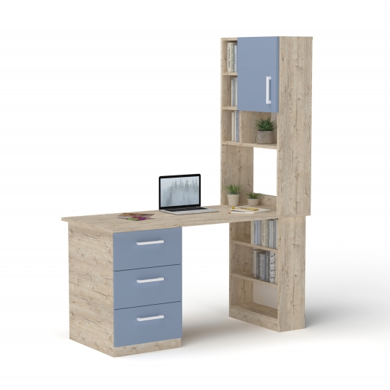 Стіл з кутовою надбудовою Дуб Шервуд з Блакитним