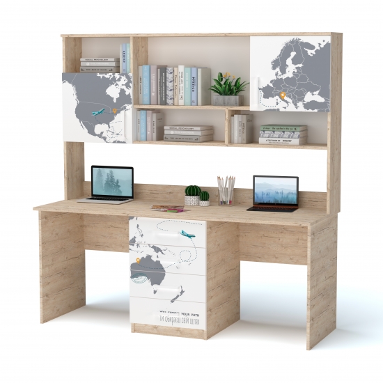 Стіл подвійний з надбудовою «Teenstyle» Дуб Шервуд