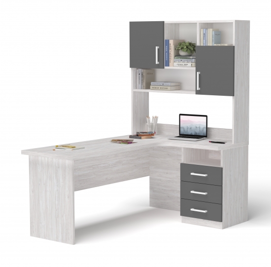 Кутовий стіл з надбудовою Аляска + Графіт