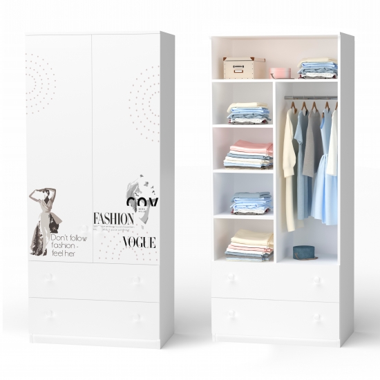 Шафа Vogue комбінована з шухлядами Біла