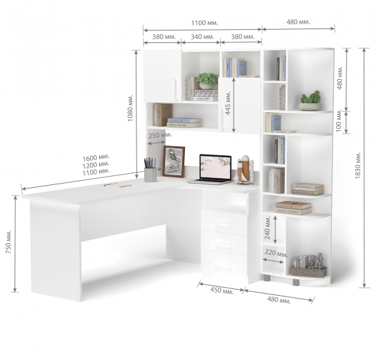 Стіл кутовий з надбудовою «Париж 1» з еркером Фото №4