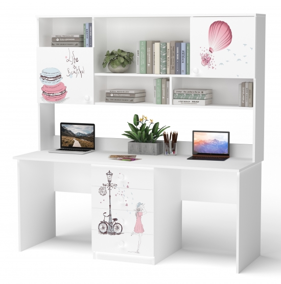 Стіл подвійний з надбудовою 