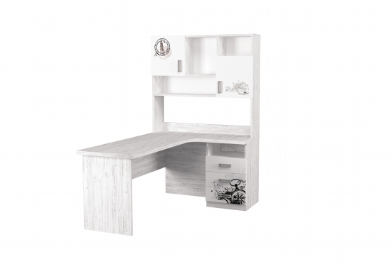 Стіл кутовий з надбудовою Аляска + Білий з малюнкoм Фото №3