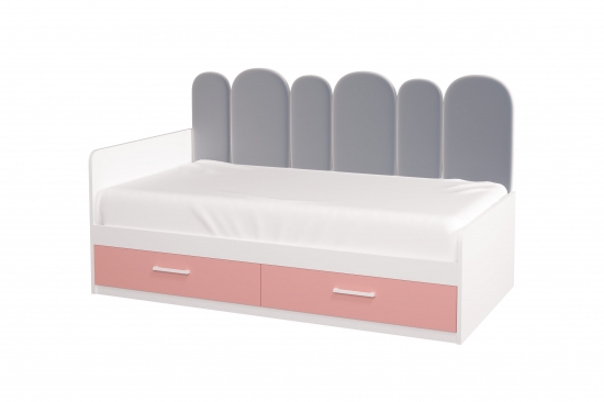 Кровать с мягкой спинкой Софи\Белый\Розовый Фото №2