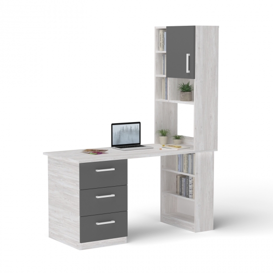 Стіл з кутовою надбудовою Junior Аляска + Графит