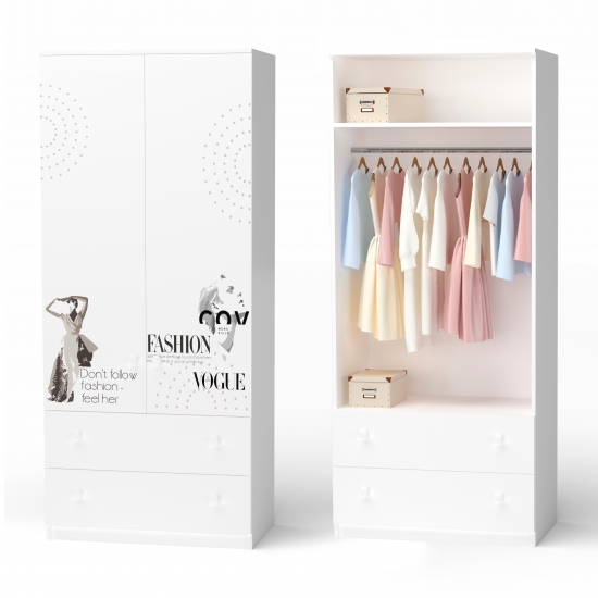 Шафа Vogue з шухлядами і трубою Біла