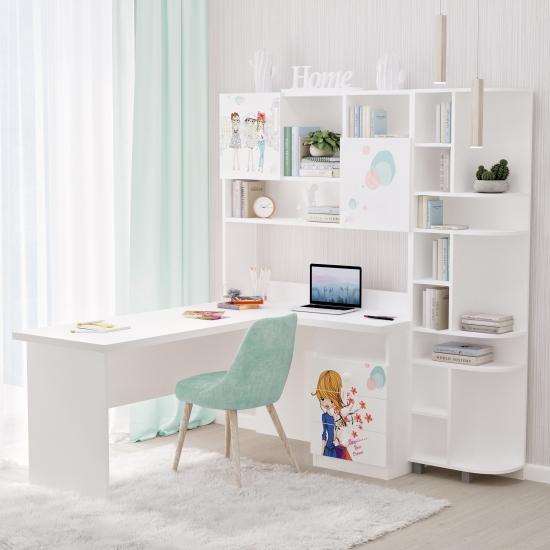 Стіл кутовий з надбудовою та еркером 