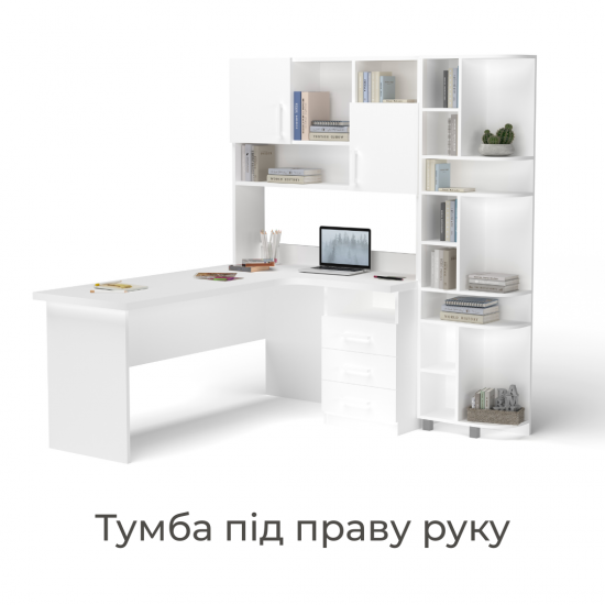 Стіл кутовий з надбудовою та еркером Дуб Шервуд + Ваніль, малюнок Фото №3