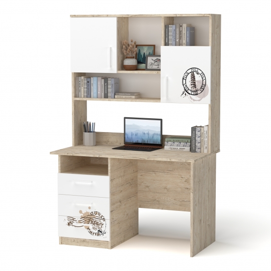 Стіл з надбудовою Дуб Шервуд + Білий з Малюнком