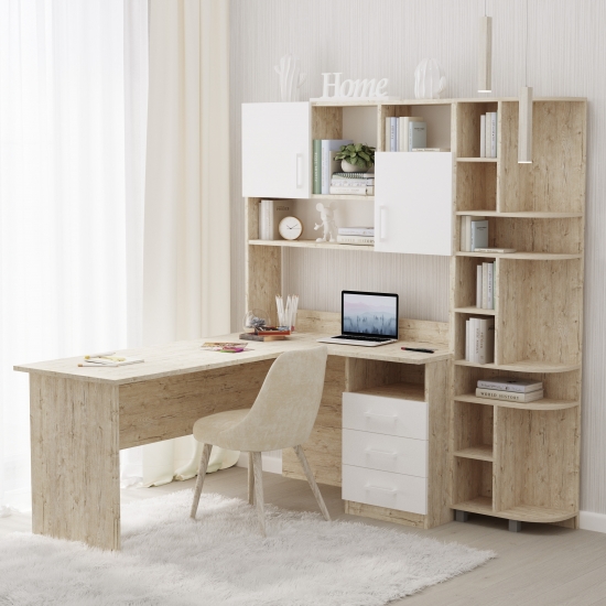 Стіл кутовий з надбудовою та еркером Дуб Шервуд