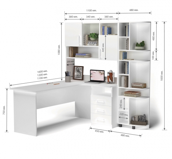 Стіл кутовий з надбудовою та еркером 