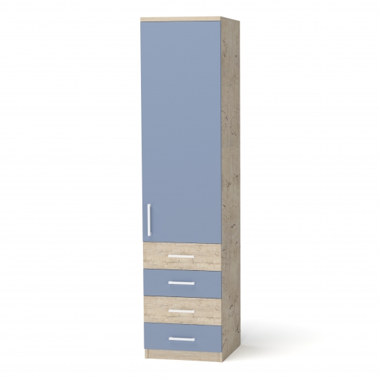 Пенал із 4 шухлядами Дуб Шервуд з Блакитним