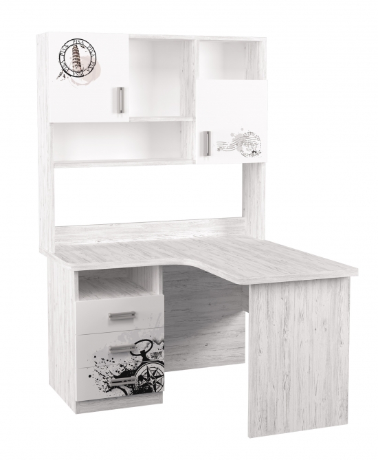 Стіл кутовий з надбудовою Аляска + Білий з малюнкoм Фото №2