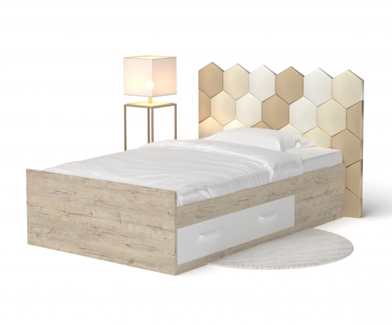 Кровать с мягкими панелями сотами 4
